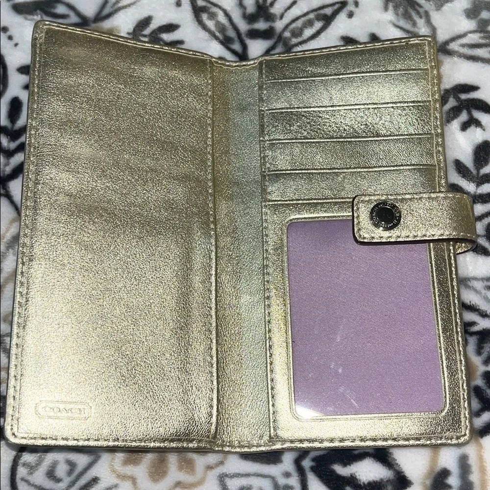 Coach Gold and Cream Metallic Women's Wallet